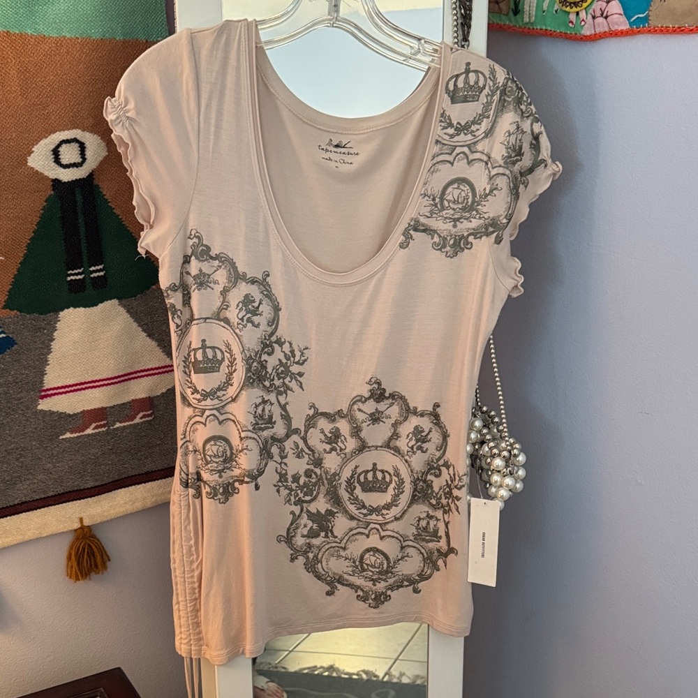 tapemeasure  Cream Ornate Crown Short Sleeve Tee